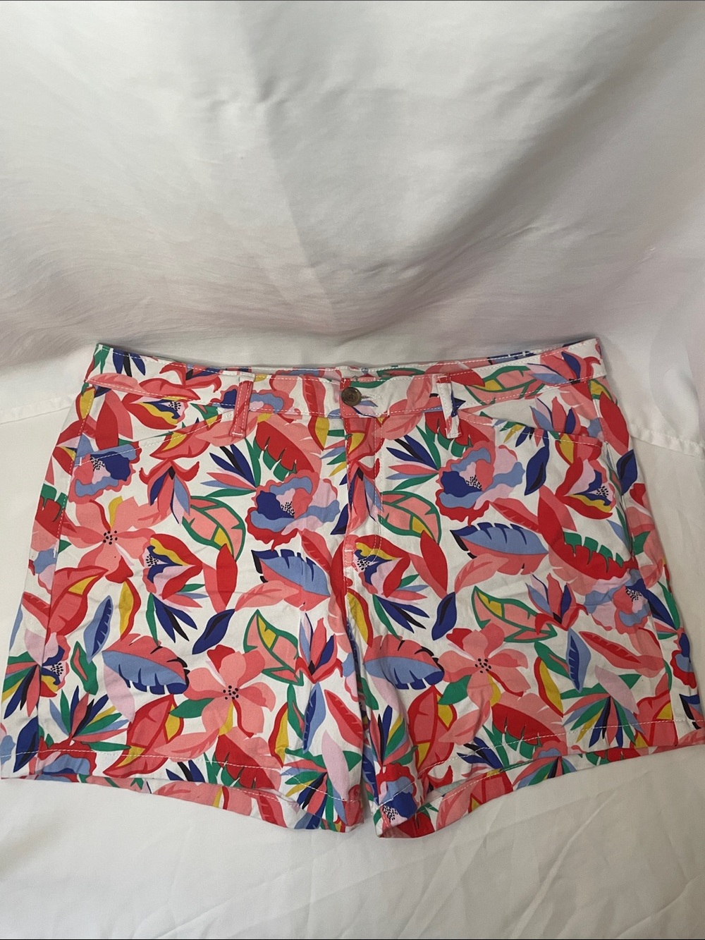 St. John's Bay Pink Floral Print Jean Shorts
